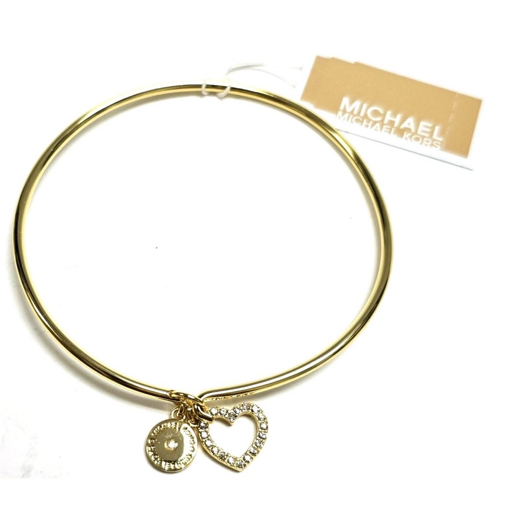 NWT! Michael Kors Gold Bracelet with Heart and Disc Charms - Picture 2 of 3